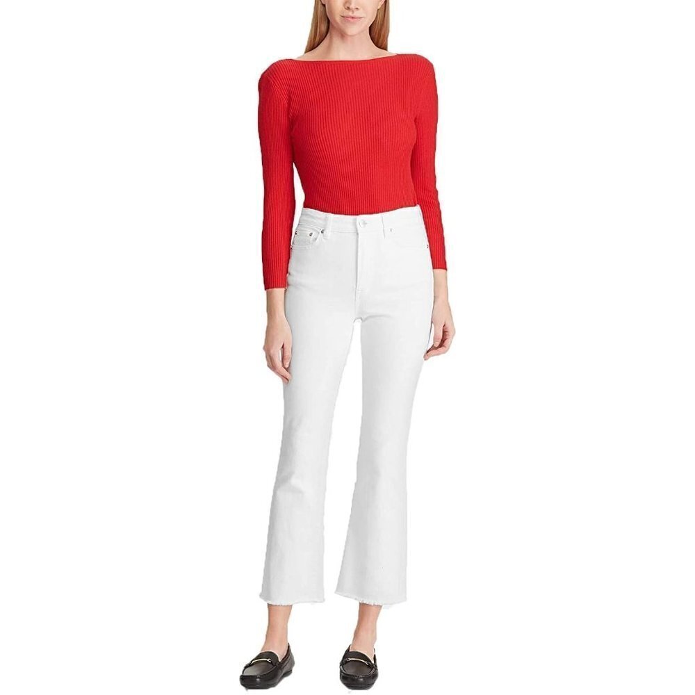 26. NWT Lauren Ralph Lauren High Waist White Jean Slim Straight Leg Size 12